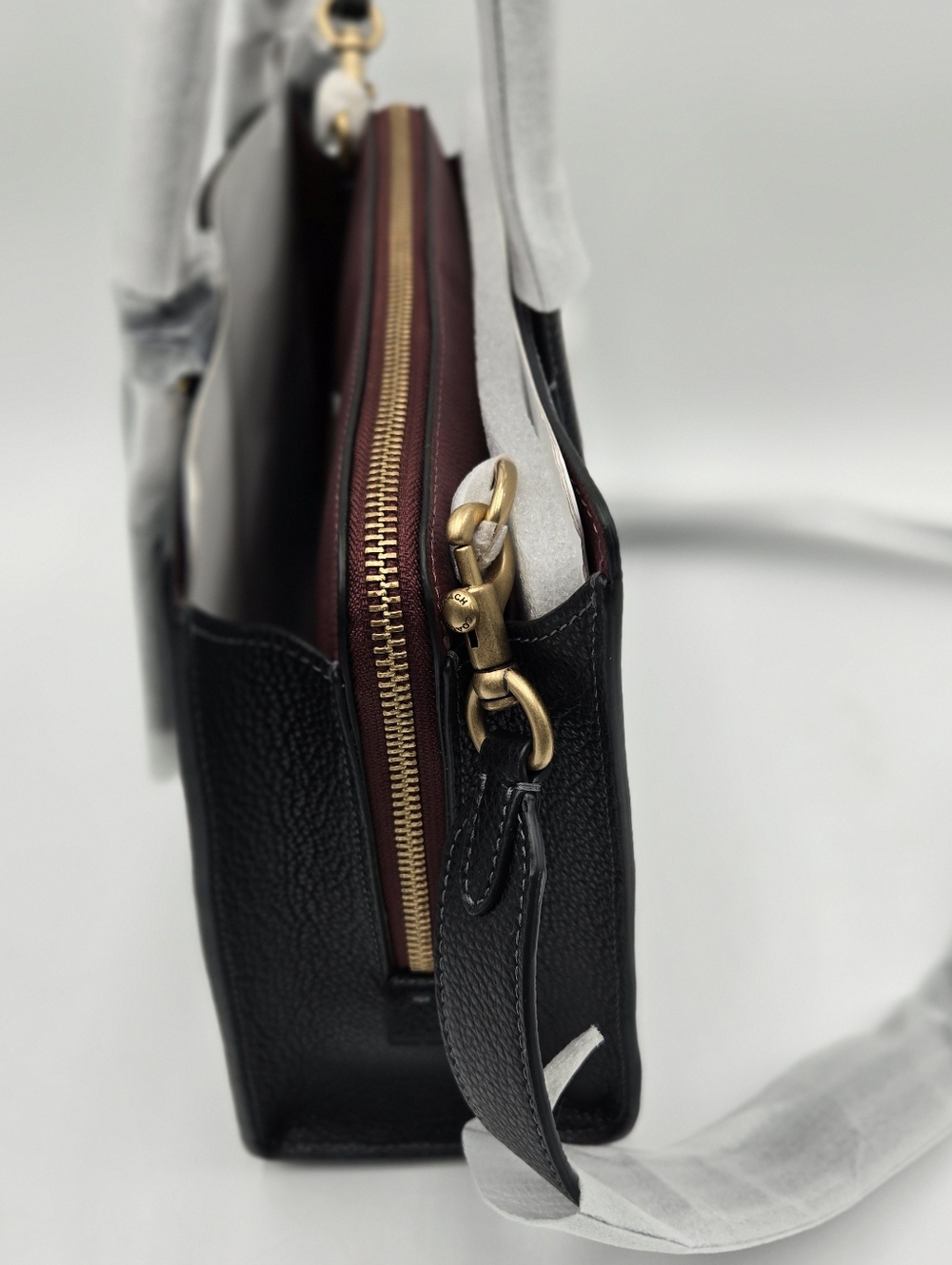 #  Coach Polished Pebble Leather Carter Carryall 28 Black - Picture 12 of 15